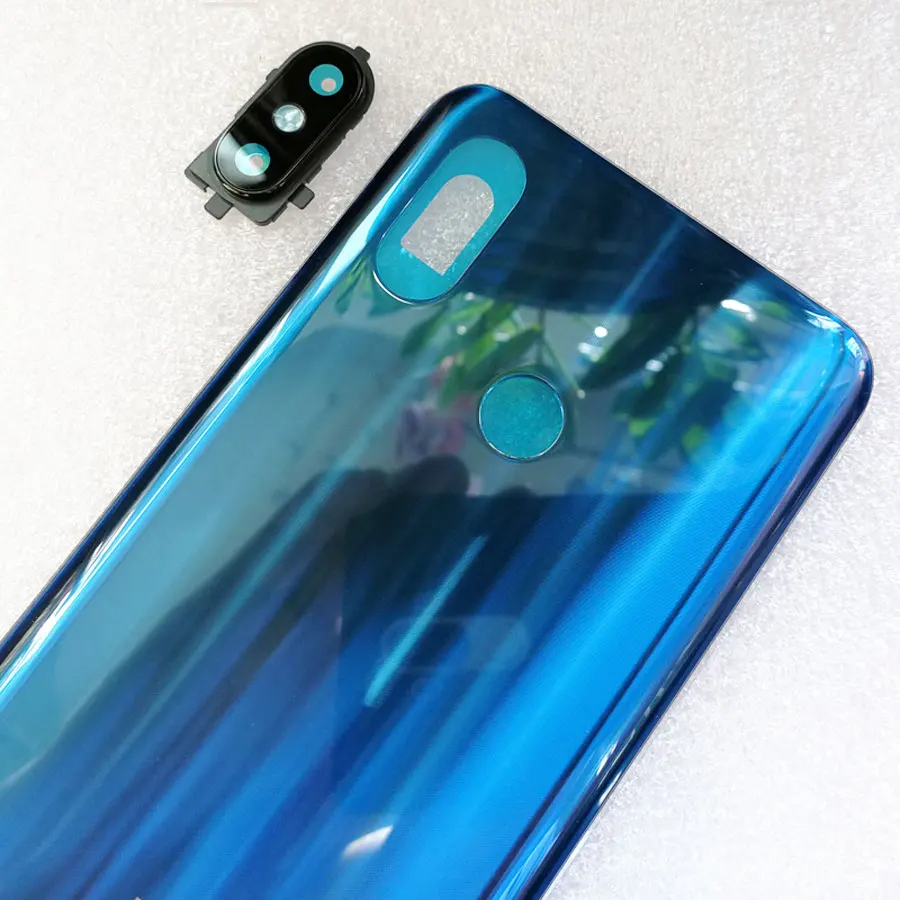 blue Стеклянный чехол для батареи, задняя крышка корпуса для Xiaomi mi 8 mi 8, задняя крышка для батареи, сменный жесткий чехол+ клейкая наклейка - Цвет: blue