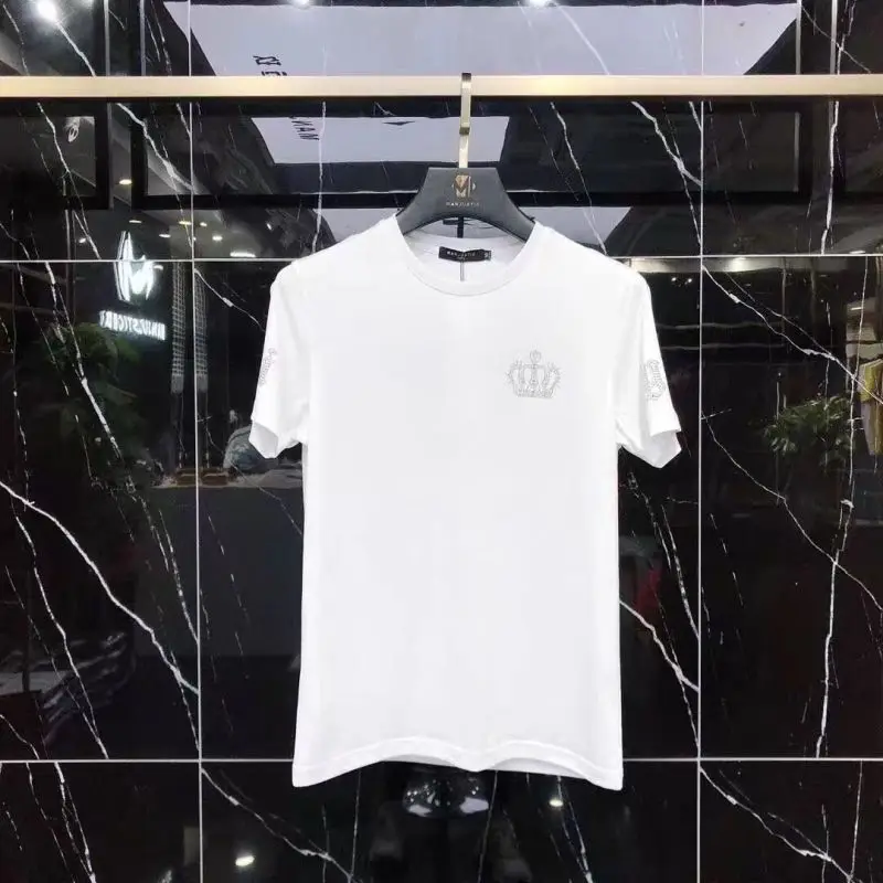 

2021 crown hot Diamond Fashion short sleeve men's T-shirt round neck half sleeve versatile T-shirt