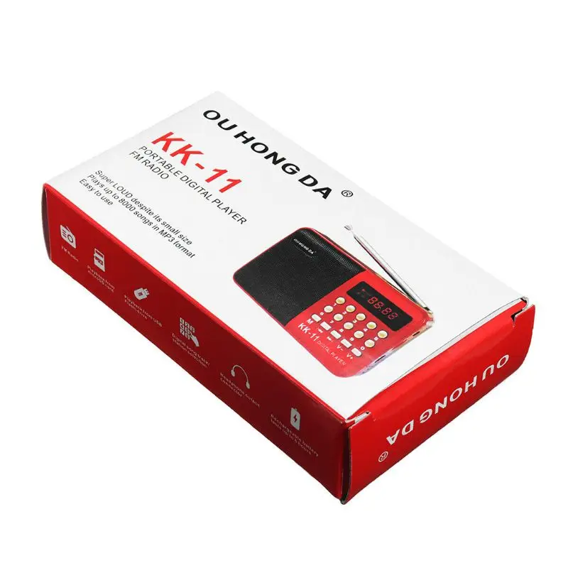 Портативное мини-радио K11 перезаряжаемое многофункциональное цифровое FM USB TF
