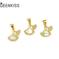 qeenkiss pt550 fine jewelry wholesale fashion woman girl birthday wedding gift ginkgo zircon 24kt gold pendant charm no chain