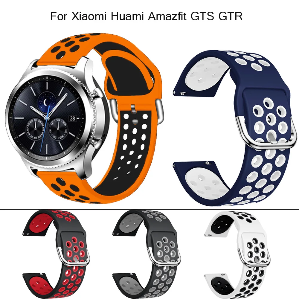 Мягкий силиконовый спортивный ремешок 20/22 мм для Xiaomi Amazfit Bip GTS GTR Huami Pace Stratos 42 47 -