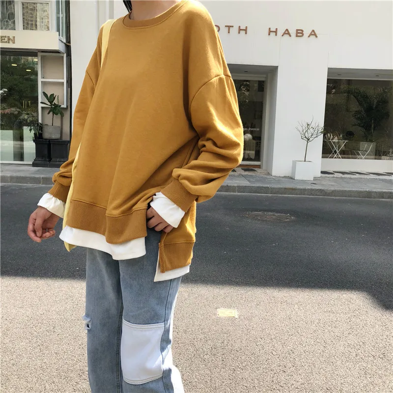 Женская толстовка с капюшоном AECU Асимметричная Лоскутная Толстовка длинными