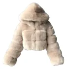 Женское плюшевое пальто с капюшоном и ушками из искусственного меха кролика