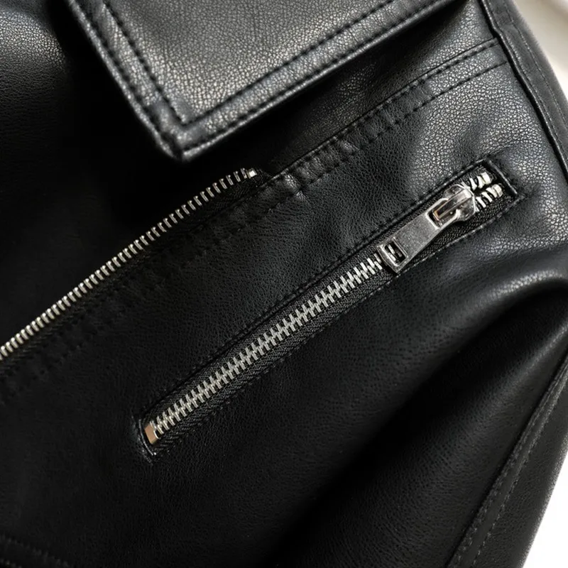 Женская куртка из искусственной кожи ZQLZ 2021 свободная черная уличная в стиле панк