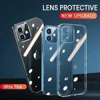 ultra thin clear phone case for iphone 12 11 pro max mini x xs xr 7 8 plus se2 lens protection transparent soft silicone cover