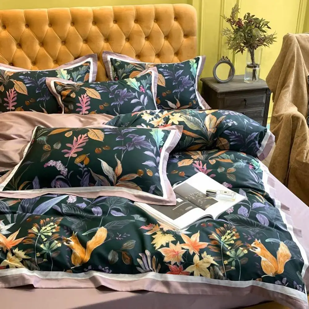 Svetanya набор постельного белья из египетского хлопка листья цветочный принт