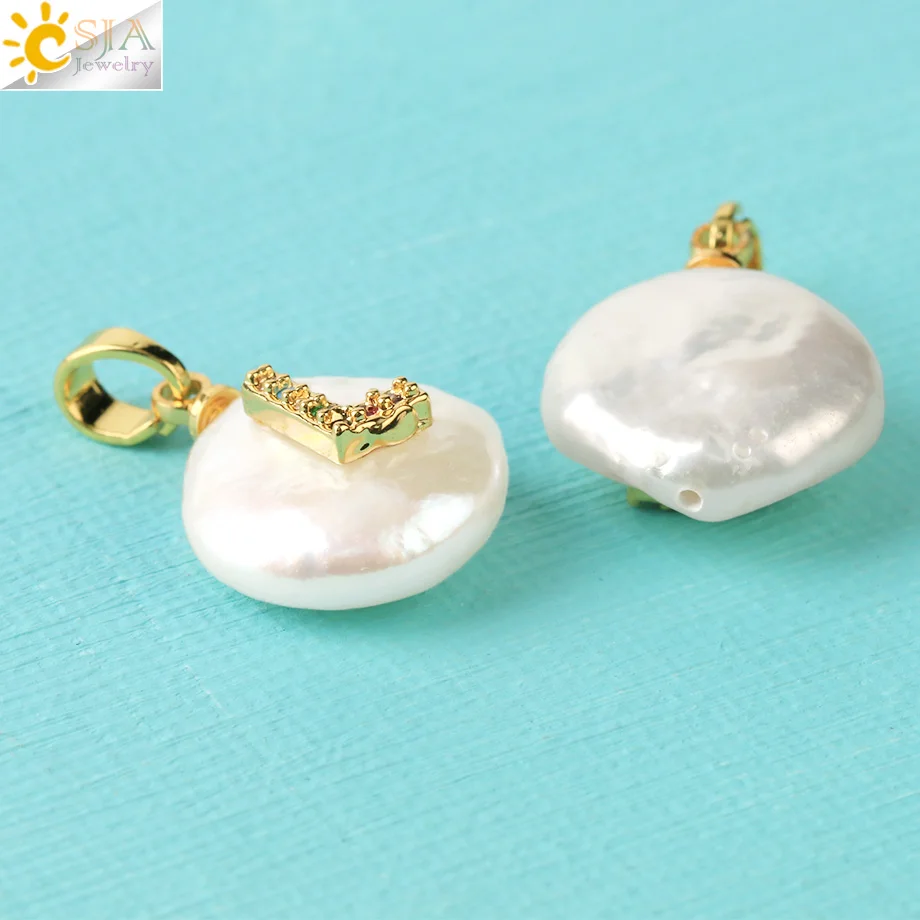 CSJA подвески из натуральной Жемчужины для ожерелья стразы 26 букв Первоначальный