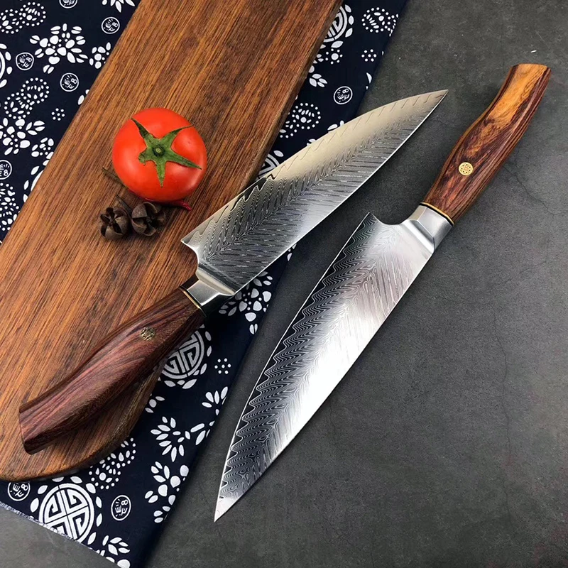 

Дамасские cuchillos de cocina Siam ручка из розового дерева профессиональные шеф-ножи бытовая техника слайсер кухонный нож
