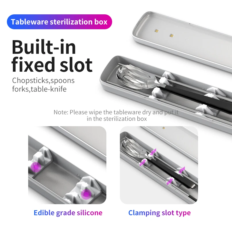 

Portable Tableware Sterilization Box 60 Seconds Sterilization Chopsticks Spoon Storage Box Double UV Lamp Beads