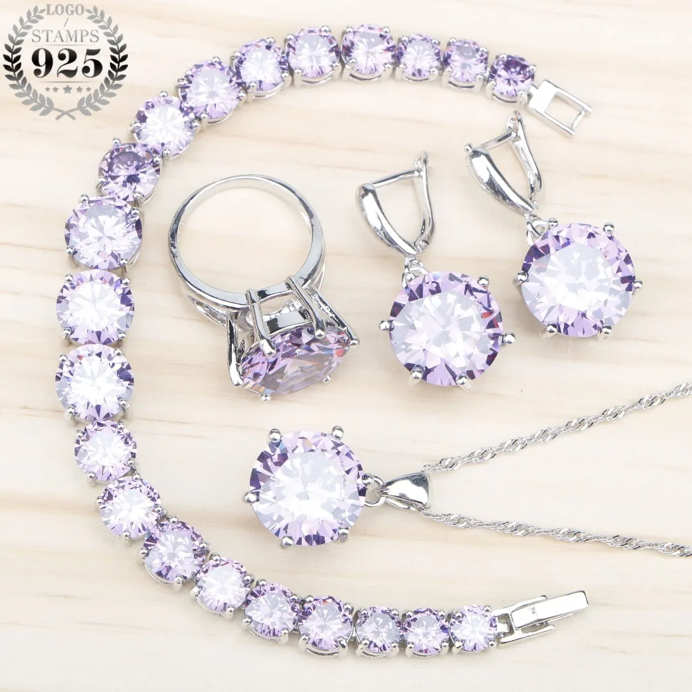 Женский комплект украшений из браслета и сережек с подвеской стерлингового