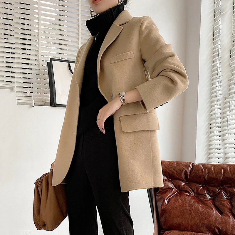 

loose windbreaker, Women's wool coat, long sleeve, fashion, autumn, winter, 2021, 1dd3969