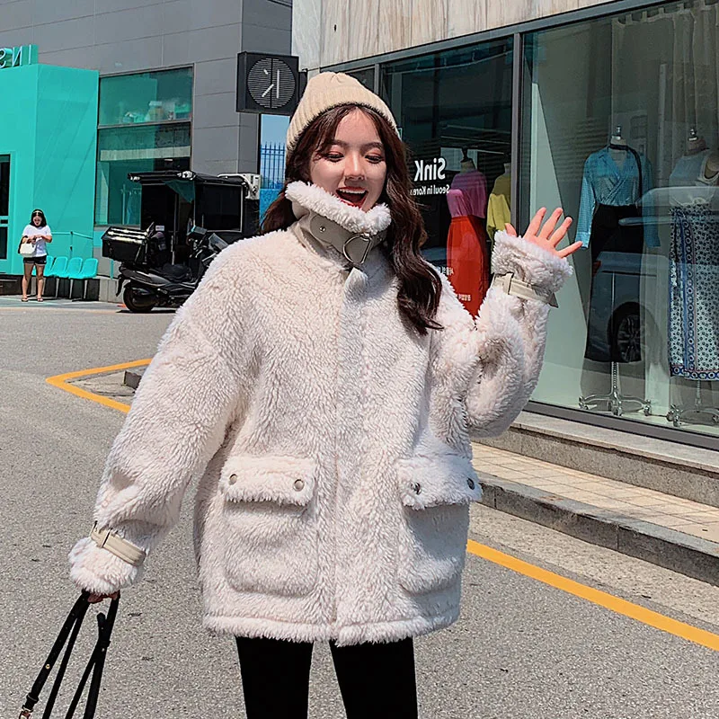 

Lamb fur jacket women short 2020 winter new Korean version loose thick fur jacket fashion trendy L24