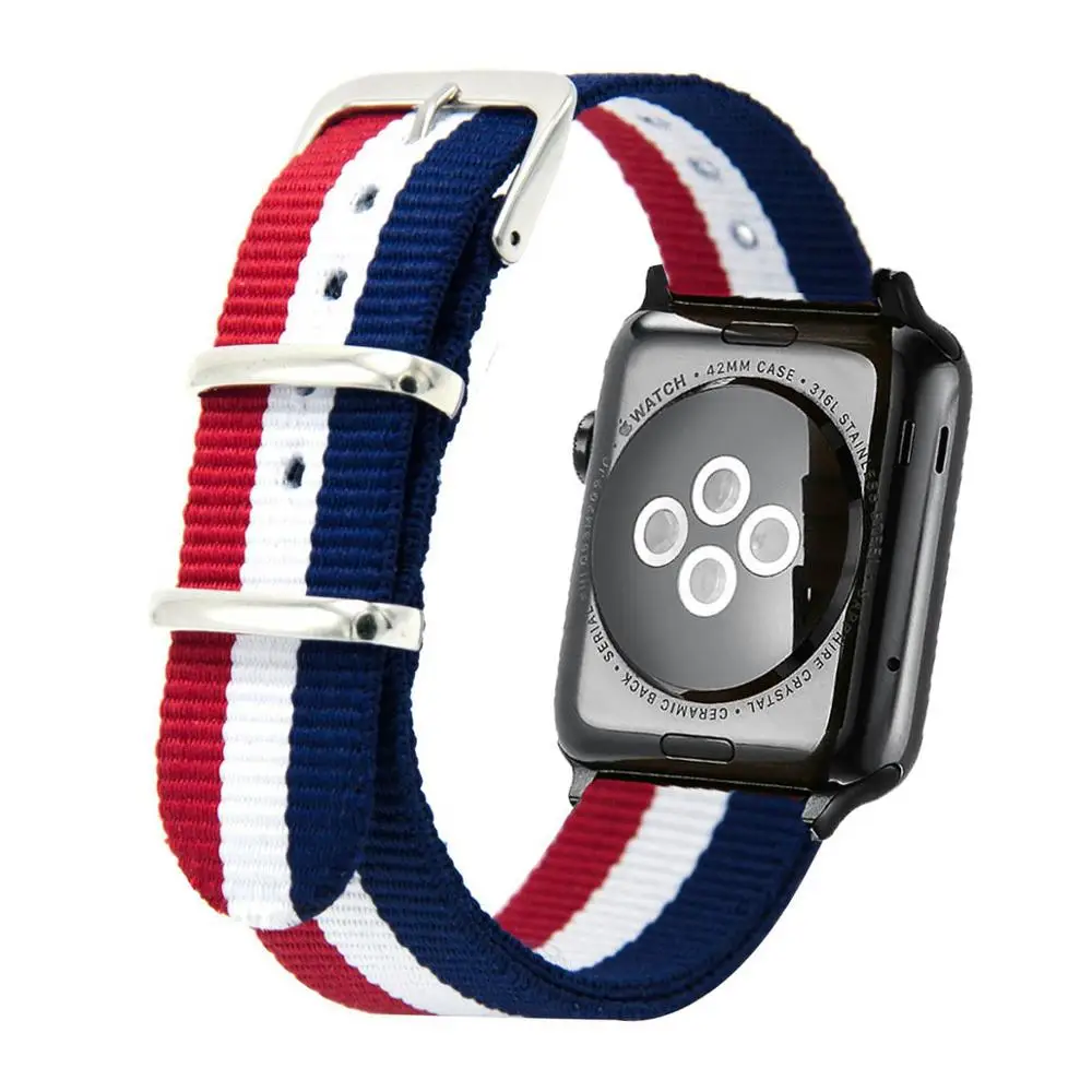 RWB Eastar тканый нейлоновый ремешок для наручных часов Apple Watch, версии 3, 42 мм, 38 мм, версия ткань-как ремешок для iwatch, версия 5/4/3/2/1 браслет на запястье, нейлоновый ремешок Пояс - Цвет ремешка: RWB