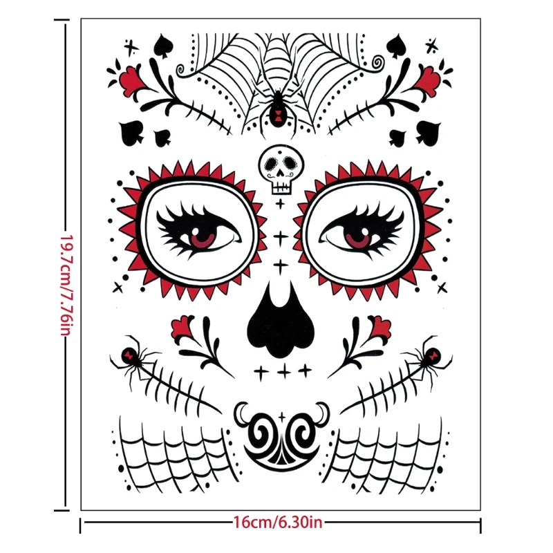 

Temporary Tattoos Stickers Horror Funny Clown Face Sticker Halloween Party Masquerade Cosplay Sticker Stage Performance Role Pla