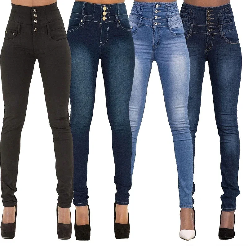 

Новые высококачественные женские джинсовые брюки-карандаш, брендовые Стрейчевые джинсы, брюки с высокой талией, женские джинсы с высокой т...