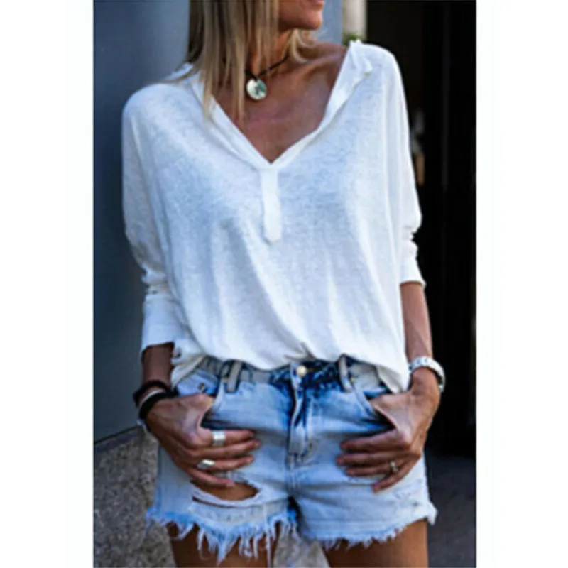 Богемная Женская мешковатая футболка с длинным рукавом Повседневный хлопковый