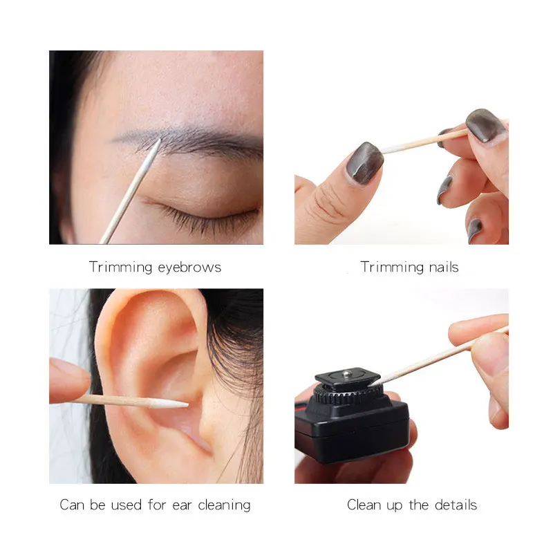 

100Pcs Disposable Ultra-small Cotton Swab Lint Free Micro Brushes Wood Cotton Buds Swabs Eyelash Extension Glue Removing Tools