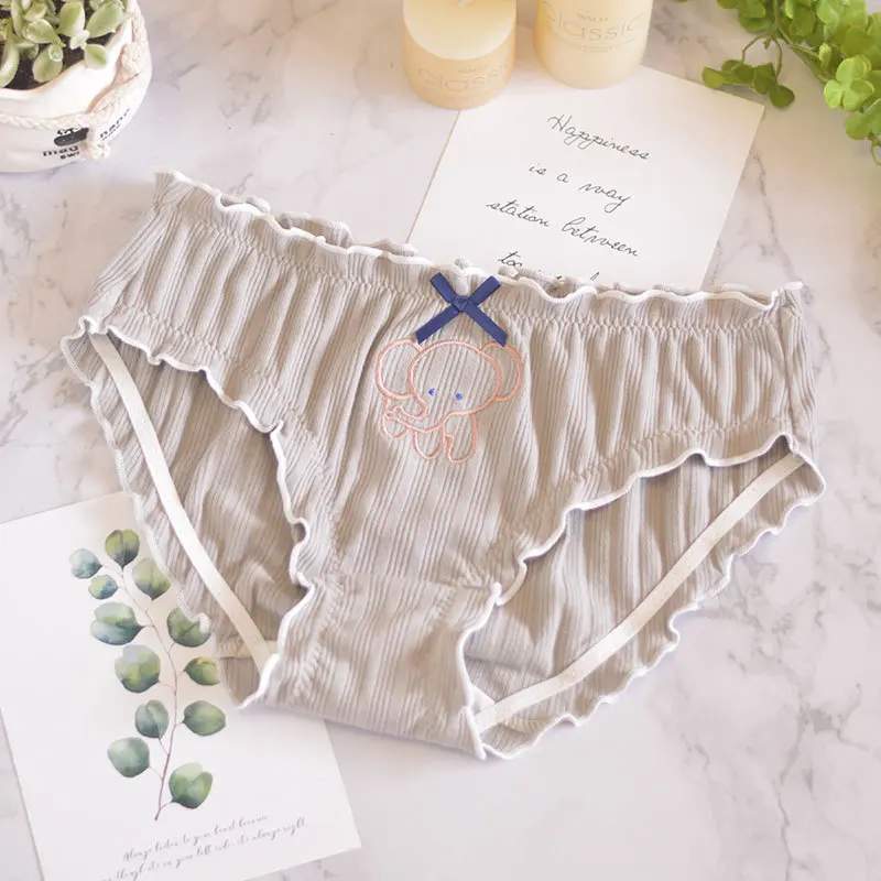 Трусы женские в японском стиле хлопковые с вышивкой животных | Женская одежда