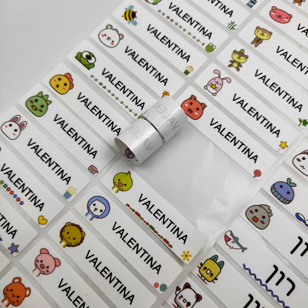 Водонепроницаемые наклейки с именами в виде маленьких животных из мультфильмов