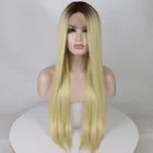 180% Плотность 26 дюймов длинный прямой Омбре блонд синтетический 613 кружевной передний парик для черных женщин Babyhair Preplucked ежедневный Косплей