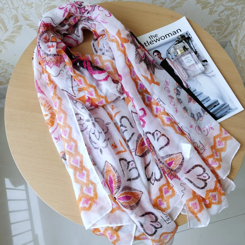 

Spanish Desigual Ladies Fashion popular logo Scarf Shawl Printed Flower Character Long Towel Silk Thickening Shading and Warm