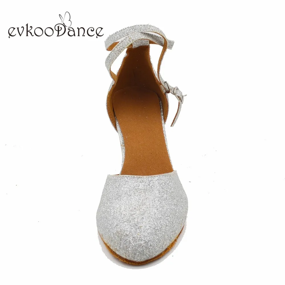 Zapatos De Baile Latino Mujer Профессиональный серебристыми переливами, латиноамериканских танцев танцевальаня обувь на платформах высота 7 см Размеры свяжитесь с нами на возраст от 4 до 12 лет для Для женщин NL296