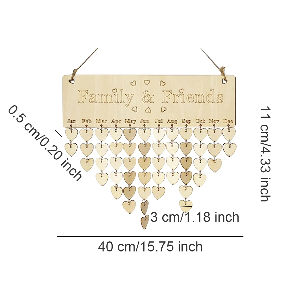 

Wooden Calendar Wall Hanging Wood DIY Calendar With Tags Birthday Reminder Memo Wall New Year Decoration For Home Office Hanging