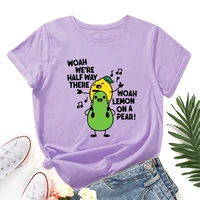 lemon on a pear funny fruits sing graphic tee for women short sleeve crewneck 100 cotton summer t shirts tops female clothes