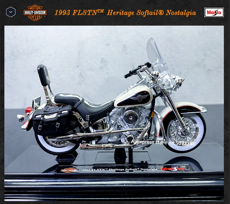 DMDYM Escala 1:18 para Harley FLSTN Heritage Softail 1993 Nostalgia Classic Tour Motocicleta Diecast Y Vehículos De Juguete Modelo para Niños Motocicletas 