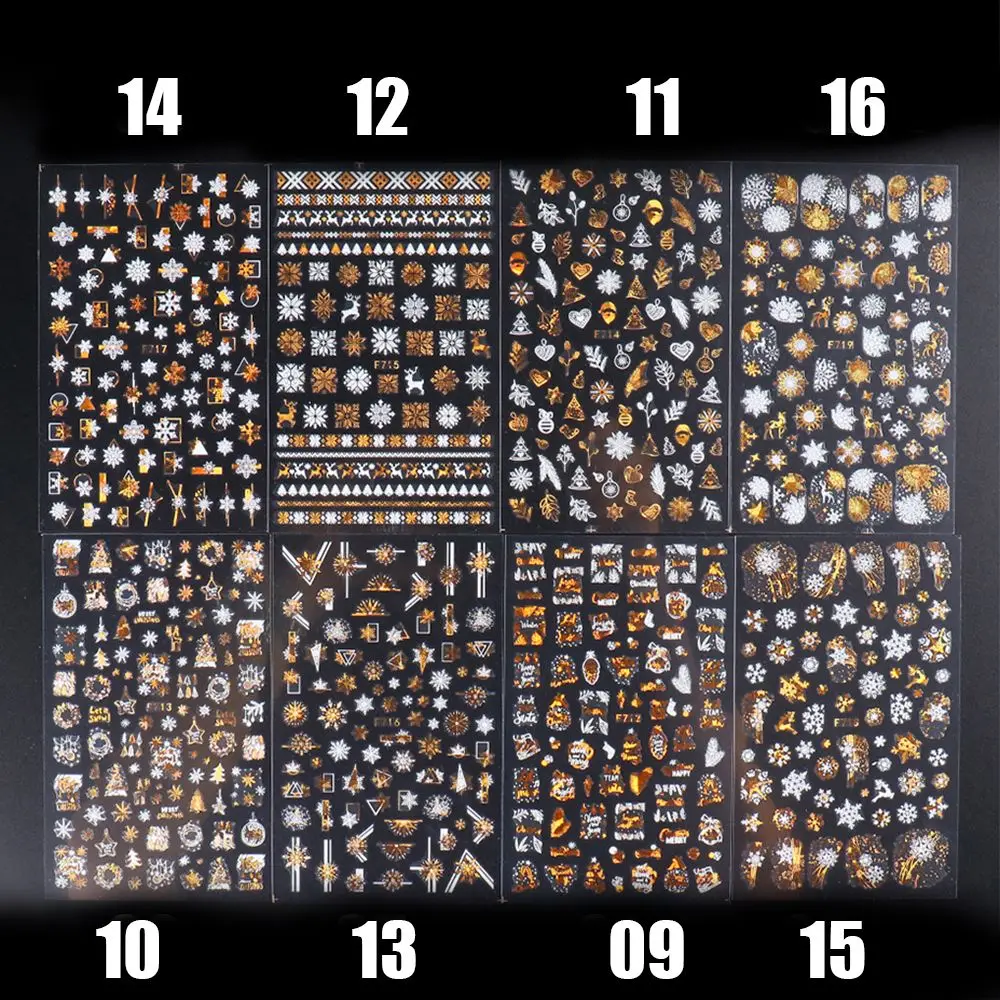 1pc 3D Nail Stickers Christmas Snowflakes Adhesive Sticker For Nails Xmas Transfer Decals UV Gel Winter DIY Manicure Decorations | Красота и