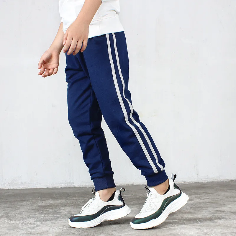 1 pcs blue Штаны для больших мальчиков осенние спортивные штаны для мальчиков-подростков Повседневные детские штаны для мальчиков, одежда в полоску - Цвет: 1 pcs blue