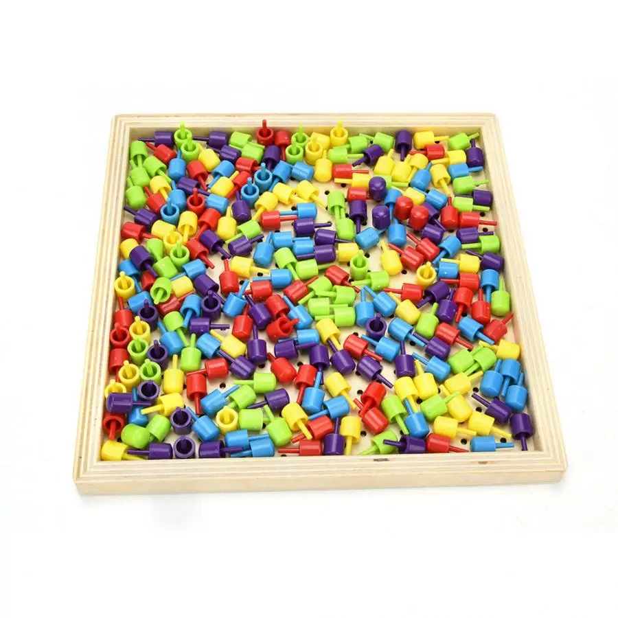 Деревянный грибок колышки набор для детей мозаичная головоломка кнопка