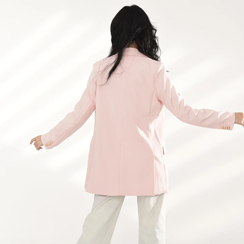 

double women's fashion button suit new long sleeve Lapel loose jacket fashion spring autumn 2021 1z13611