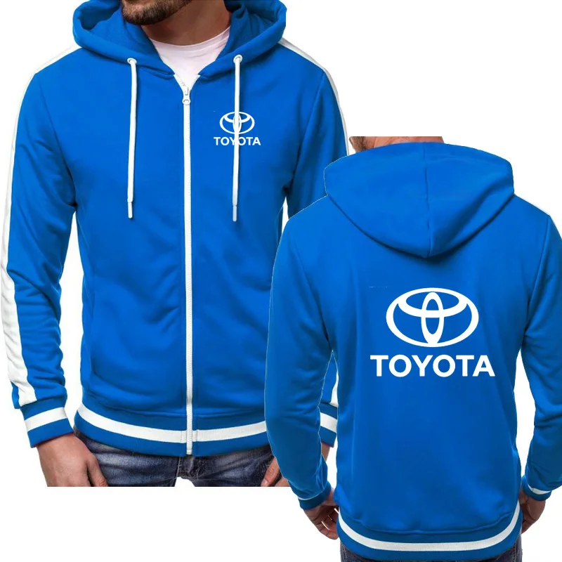 

Jacket Men Toyota Car Logo Print Casual HipHop Harajuku color Hooded Fleece Mens Sweatshirts zipper Hoodies Mans Clothing