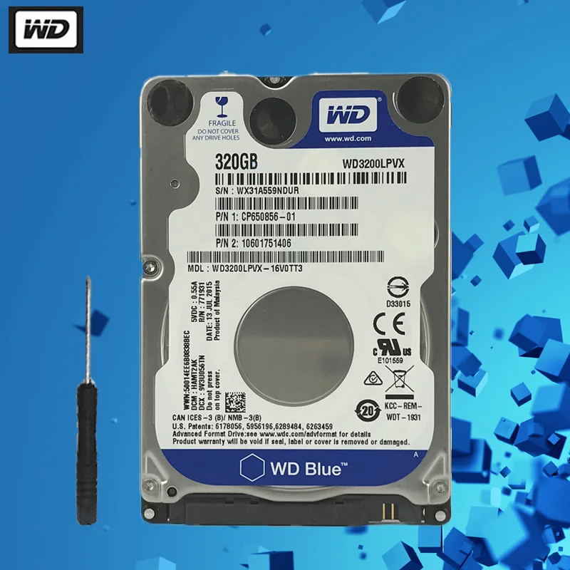 WD 320GB ноутбук жесткий диск синий компьютер внутренний HDD HD Жесткий SATA II 8 Мб кэш 5400