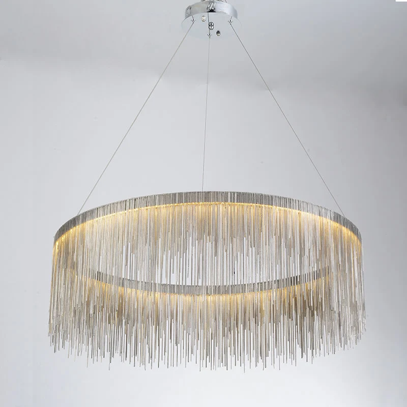 Современные подвесные светильники с кисточками Золотое и серебряное круглое