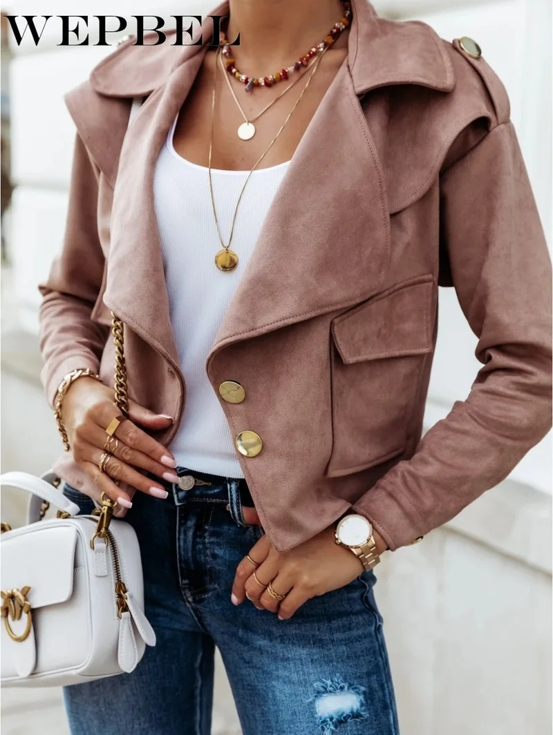 

WEPBEL Spring Autumn Single-breasted Turn Down Collar Coat Female New Fashion Korean Women Outerwear Jacket Streetwear