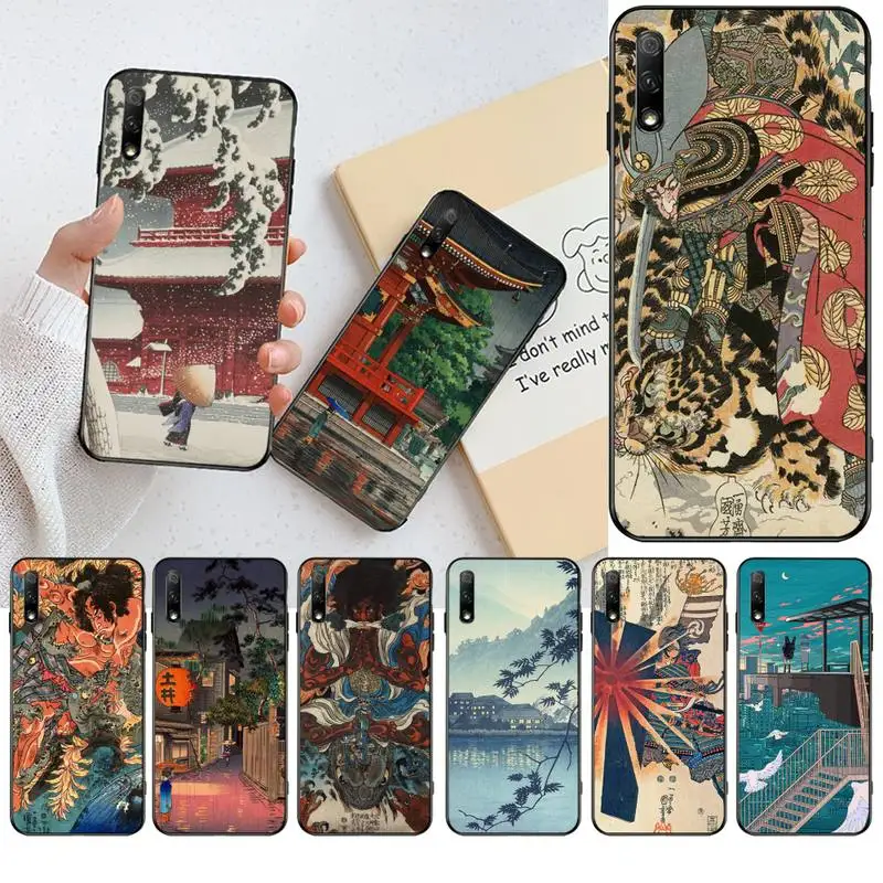 

YJZFDYRM Ukiyo e Japanese style Art Soft Phone Case Cover For Huawei Nova 6se 7 7pro 7se honor 7A 8A 7C Prime2019