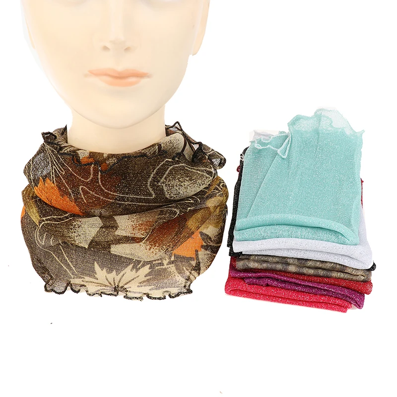 

Scarf Breathable Mesh Headband Women Face Cover Masks Fashion Bright Silk Bib Neck Cover Sun Protection Hanging Ear Veil Summer