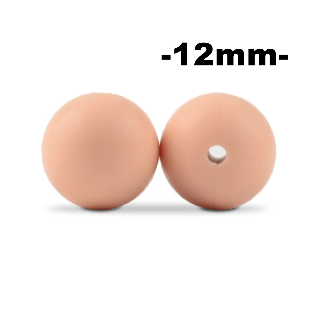 peachy LOFCA, 12 мм, 100 шт., силиконовые бусины для прорезывания зубов, Прорезыватель для зубов, ожерелье для кормления ребенка, соска, зажим для ухода за полостью рта, не содержит бисфенола, пищевой, цветной - Цвет: peachy