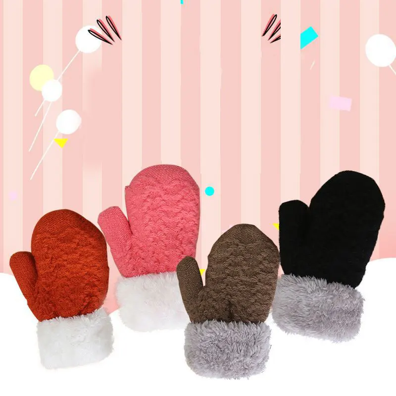 

Плюшевые плотные теплые детские перчатки, зимние Бархатные варежки, Детские коралловые флисовые перчатки с полными пальцами для искусстве...