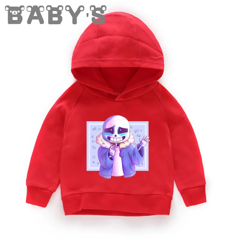 Детские толстовки с капюшоном; детские толстовки с принтом «Undertale Sans»; пуловер для малышей; топы для маленьких девочек и мальчиков; KMT2405 - Цвет: 3053N-Red