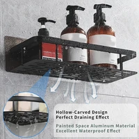 shower shelf wall mount storage rack hollow bottom rustproof aluminium holder for kitchen bathroom space saving hogard