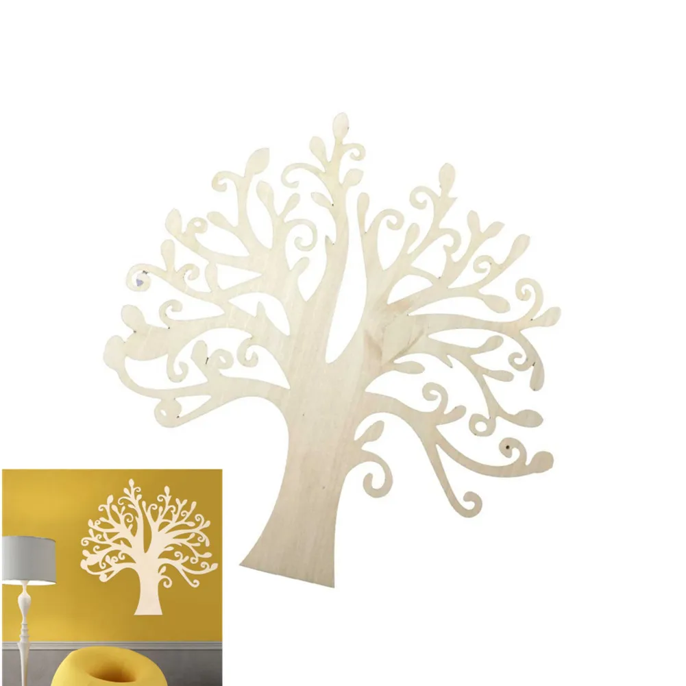 

Wooden Tree Embellishments Hollow Family Elegant Tree Shaped Craft DIY Craft Christmas Ornaments Wedding Favors 12.5cm
