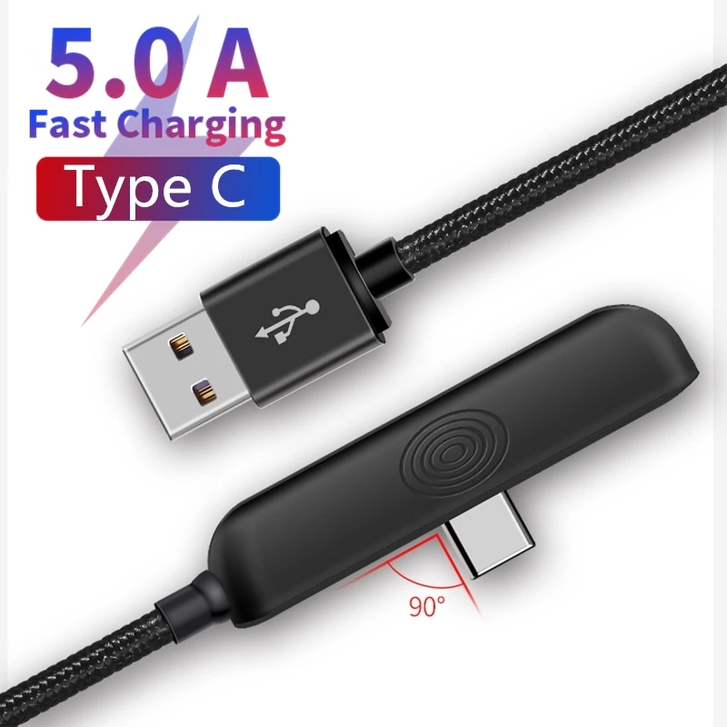 90 градусов 5A usb type C кабель для быстрой зарядки данных USB зарядное устройство huawei