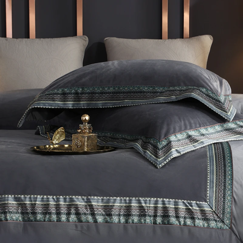 2020 супер мягкие бархатные комплекты постельного белья Королева Король Размер