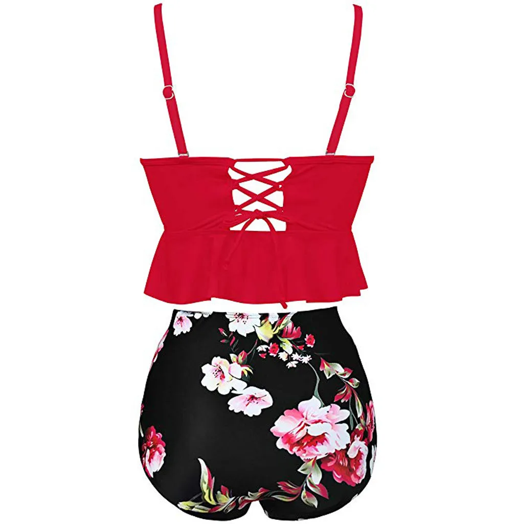 Женский купальник Леопардовый Гавайский принт пуш-ап сексуальный бикини набор