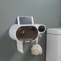 bathroom multi function tissue holders waterproof storage box organizer rolling paper shelf portable wall mount tissue rack hook