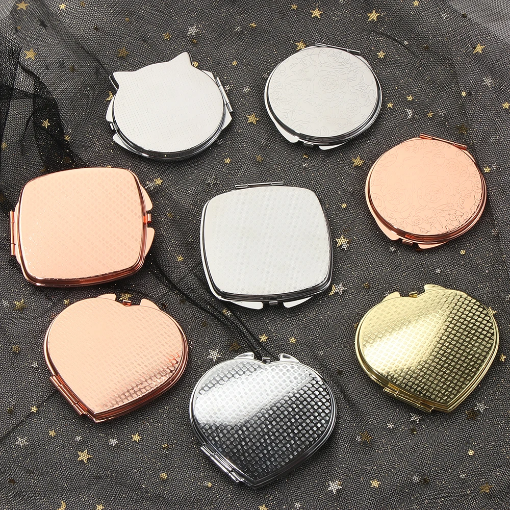 Металлическое зеркало для макияжа цвета розового золота компактное Портативное