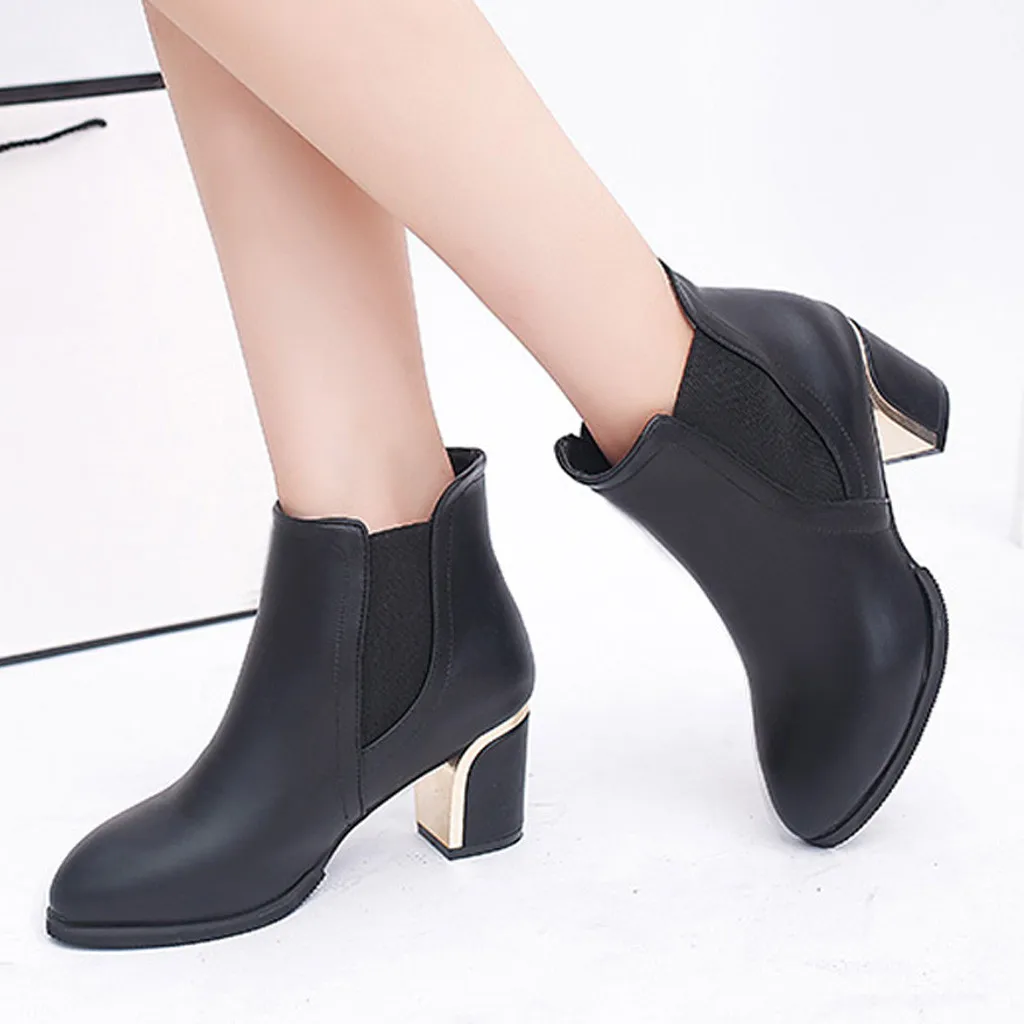 Зимние сапоги женские кожаные черные женская обувь на высоком каблуке с острым